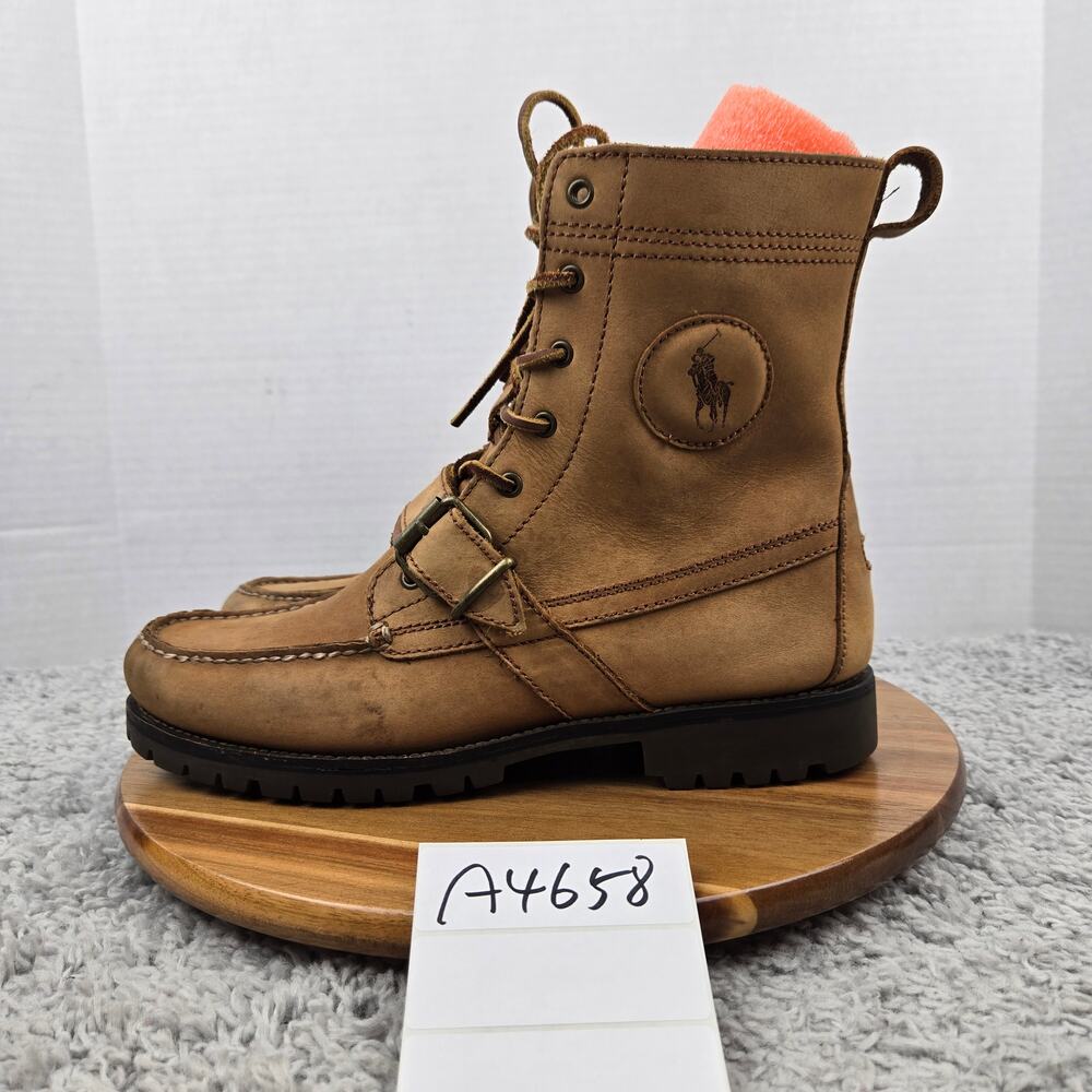 Polo Ralph Lauren Men 9.5D Ranger Brown Leather Buckle Strap Casual Moc Toe Boot